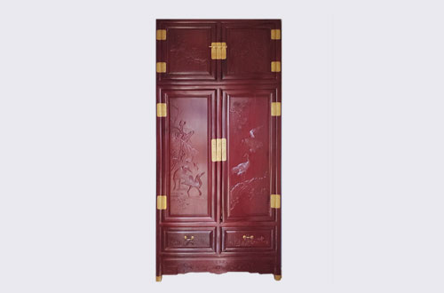 闽清高端中式家居装修深红色纯实木衣柜